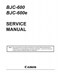Canon BubbleJet BJC-600 600e Service Manual