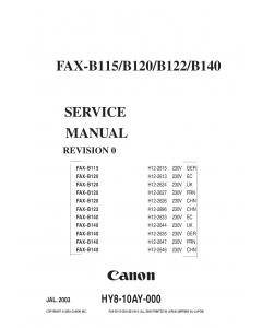 Canon FAX B115 B120 B122 B140 Service Manual