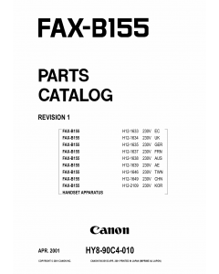 Canon FAX B155 Parts Catalog Manual