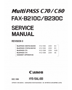 Canon FAX B210C B230C Service Manual
