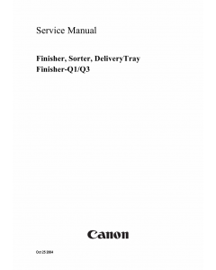 Canon Options Finisher-Q3 Q1 Sorter DeliveryTray Puncher Service Manual