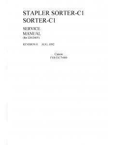 Canon Options Sorter-C1 Stapler Parts and Service Manual