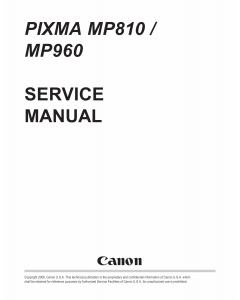 Canon PIXMA MP810 MP960 Service Manual