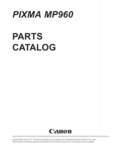Canon PIXMA MP960 Parts Catalog