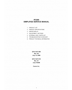 Canon PIXMA iP3300 Simplified Service Manual