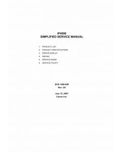 Canon PIXMA iP4500 Simplified Service Manual
