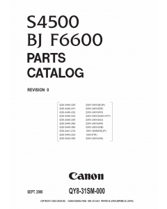 Canon PIXUS S4500 Parts Catalog Manual