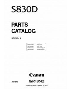 Canon PIXUS S830D Parts Catalog Manual