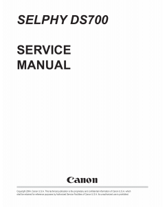 Canon SELPHY DS700 Service and Parts Manual