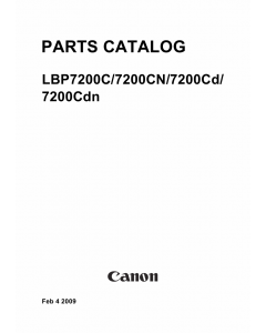 Canon imageCLASS LBP-7200C 7200CN 7200Cd 7200Cdn Parts Catalog Manual