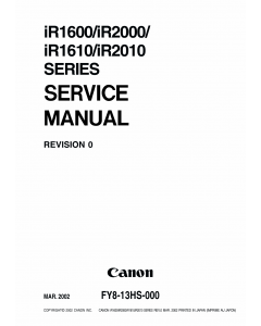 Canon imageRUNNER-iR 1600 1610 2000 2010 F Service Manual