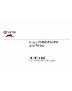 KYOCERA LaserPrinter FS-1800 3800 Parts Manual