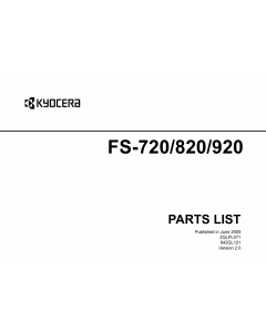 KYOCERA LaserPrinter FS-720 820 920 Parts Manual