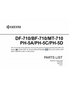 KYOCERA Options Document-Feeder DF-710 BF-710 MT-710 PH-5A PH-5C PH-5D Parts Manual