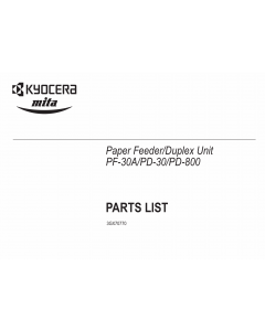 KYOCERA Options Paper-Feeder-PF-30A PD-30 800 Parts Manual