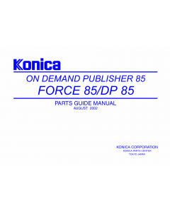 Konica-Minolta bizhub FORCE85 DP85 55ZE Parts Manual