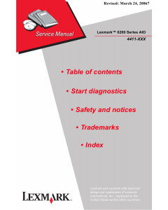 Lexmark All-In-One 6200 4411 Service Manual