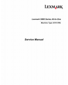 Lexmark All-In-One S800 4310 Service Manual