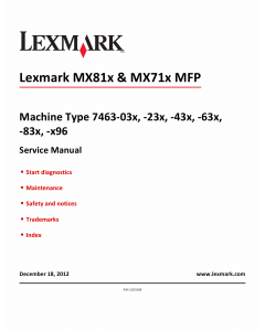 Lexmark MX MX710 MX711 MX810 MX811 MX812 7463 Service Manual