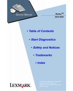 Lexmark Medley 4012 Service Manual
