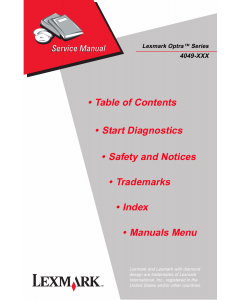 Lexmark Optra Seires 4049 Service Manual
