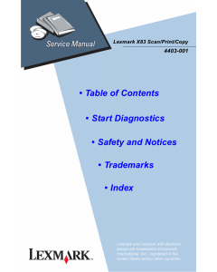 Lexmark X X83 4403 Service Manual