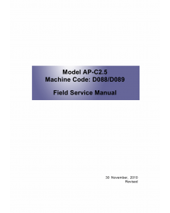 RICOH Aficio MP-C4501A 4501 5501 5501A D088 D089 Service Manual