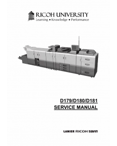 RICOH Aficio Pro-8100EX 8110S 8120S D179 D180 D181 Service Manual