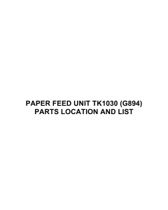 RICOH Options SR90a G894 PAPER-FEED-UNIT-TK1030 Parts Catalog PDF download