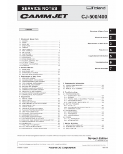 Roland CAMMJET CJ 500 400 Service Notes Manual