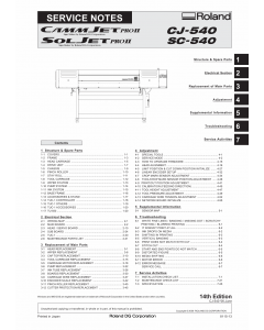 Roland CAMMJET CJ 540 Service Notes Manual