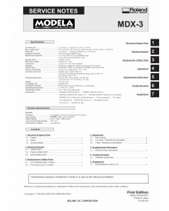 Roland MODELA MDX-3 Service Notes Manual