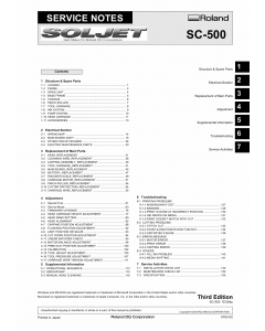 Roland SOLJET SC 500 Service Notes Manual