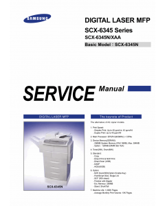 Samsung Digital-Laser-MFP SCX-6345N XAA Parts and Service Manual