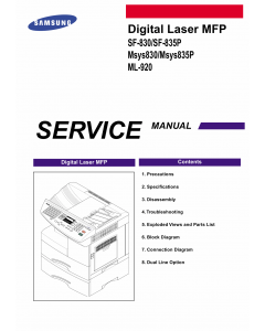 Samsung Digital-Laser-MFP SF-830 835P Msys-830 835P ML-920 Parts and Service Manual