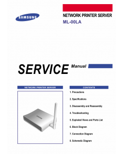 Samsung Network-Printer-Server ML-00LA Parts and Service Manual