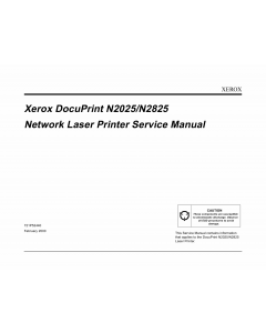 Xerox DocuPrint N2025 N2825 Service Manual