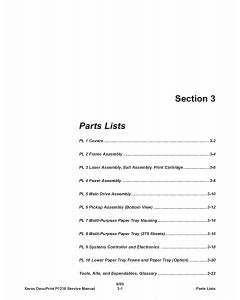 Xerox DocuPrint P1210 Parts List Manual