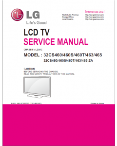 LG LCD TV 32CS460 32CS460S 32CS460T 32CS463 32CS465 Service Manual