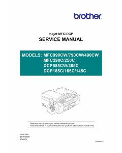 Brother Inkjet-MFC 250 290 490 790 990 C CW DCP145 165 185 285 585 C-CW Service Manual