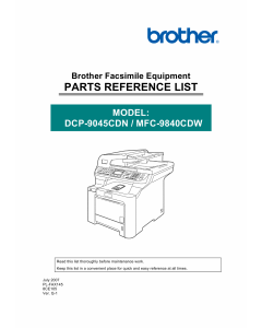 Brother Laser-MFC 9840CDW DCP9045CDN Parts Reference