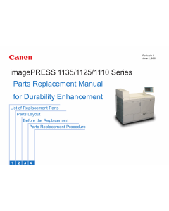 CANON imagePRESS 1110 1125 1135 Parts Replacement Manual PDF download