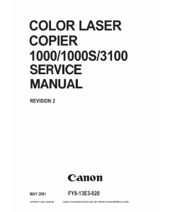 Canon ColorLaserCopier CLC-1000 1000S 3100 Parts and Service Manual