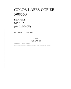 Canon ColorLaserCopier CLC-500 550 Parts and Service Manual