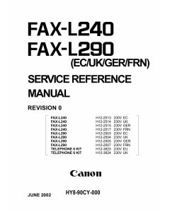Canon FAX L240 L290 Parts and Service Manual