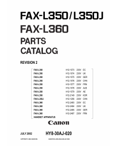 Canon FAX L350 L350J L360 Parts and Service Manual