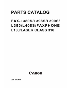 Canon FAX L380S L390 Parts Catalog Manual