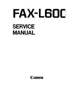 Canon FAX L600 Parts and Service Manual