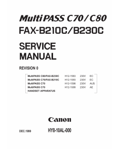 Canon FAX MultiPass-C70 C80 B210C B230C Parts and Service Manual