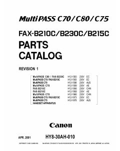 Canon MultiPASS MP-C70 C80 C75 Parts Catalog Manual